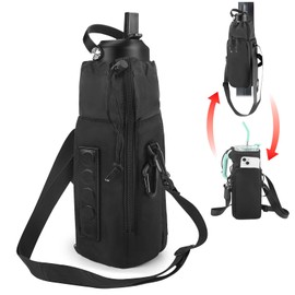 CONTAIL 2 in 1 Magnetic Water Bottle Carrier Bag for 30/40 oz Tumbler with Handle/no Handle,Bottle Pouch Holder with Adjustable Shoulder Strap,Multifunction Accessories Pocket&Carabiner
