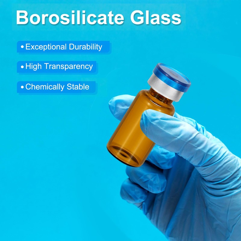 PATIKIL 12pcs 2ml Amber Borosilicate Glass Sample Vials with Aluminum