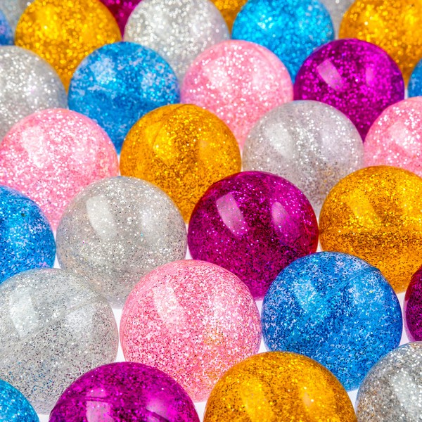Entervending Bouncy Balls - Glitter Bounce Balls Bulk - Christmas Party Favors - Rubber Balls for Kids - 25 Pcs Large Bouncy Ball 45 mm - Super Bouncy Balls Gift for Kids
