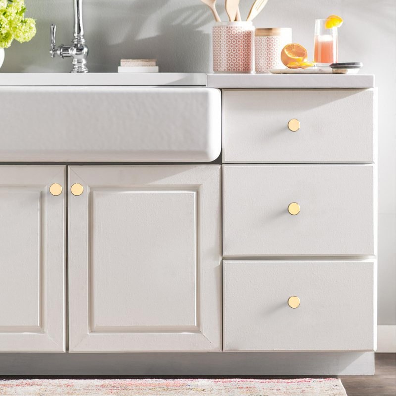 9BUILD 10 Pack Gold Cabinet Knobs Single Hole Cupboard Handles