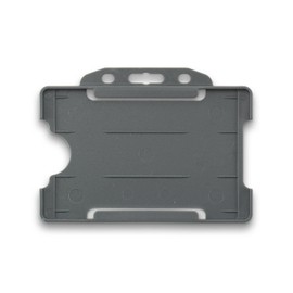 CKB LTD 10x Grey Single Sided Rigid Slide in Open Faced ID Card Badge Holders Horizontal/Landscape Identity Plastic Pass Protector - Holds a 86mm 54mm cr80 Credit Card Sized