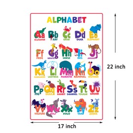 Youngever 12 Pack Laminated Preschool Learning Posters for Toddlers and Kids, Alphabet ABC Posters (22 x 17 inch)
