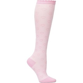 Nurse Mates Heart Texture Socks | 12-14 mmHg Compression | Superior Support & Comfort | 1 Pair | Pink