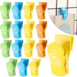 AmazingSpark 15 Pcs Gridwall Accessories Grid Wall Hooks Clips Hanging Display Sign Holder Panel Wall Wire Rack Clips for Retail, Home, and Workspace Organization, Displays, and Storage(Colorful)
