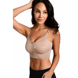 MACOM Signature Post Surgical Bra - Front Fastening - No Cup Size Needed (Clay,36)