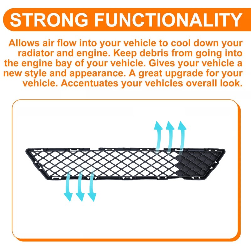 WenQi Front Lower Bumper Black Mesh Grille For 2015 16