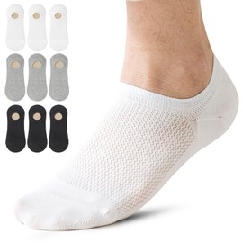 Caudblor Men No Show Mesh Cotton Socks Breathable Lightweight Non Slip Thin Low Cut Liner 6 Pairs