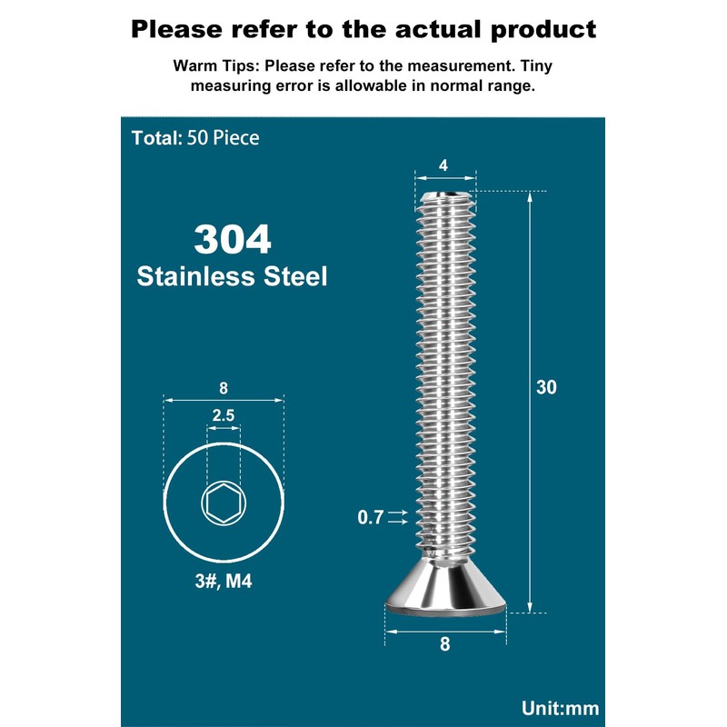 Drenky M4 Bolts, Socket Screws DIN 7991 / ISO 10642