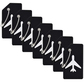 7 Pack Silicone Luggage Tag Baggage Handbag Travel Bag Tags with Name ID Card Perfect to Quickly Spot Luggage Suitcases (Black)