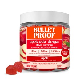 Bulletproof Gomitas sin azúcar de vinagre de sidra de manzana (60 unidades), suplemento cetogénico para antojos y favorece el metabolismo.            