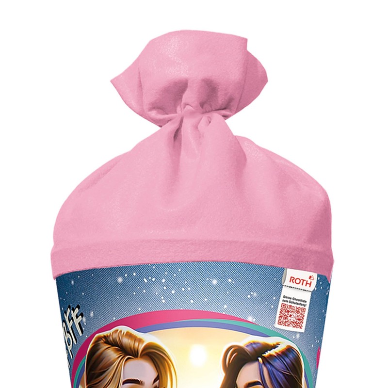ROTH Motiv-Schultüte, Best Friends Forever, 70 cm, rund, Rot(h)-Spitze, Filzverschluss