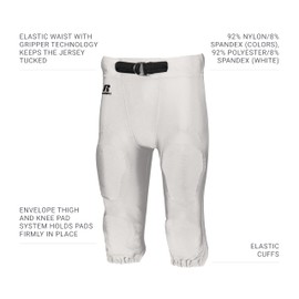 Russell Athletic Youth Deluxe Game Football Pant - Premium Performance Football Pants for Young Athletes with Advanced Pad System for Superior Durability & Flexibility, White, XS
