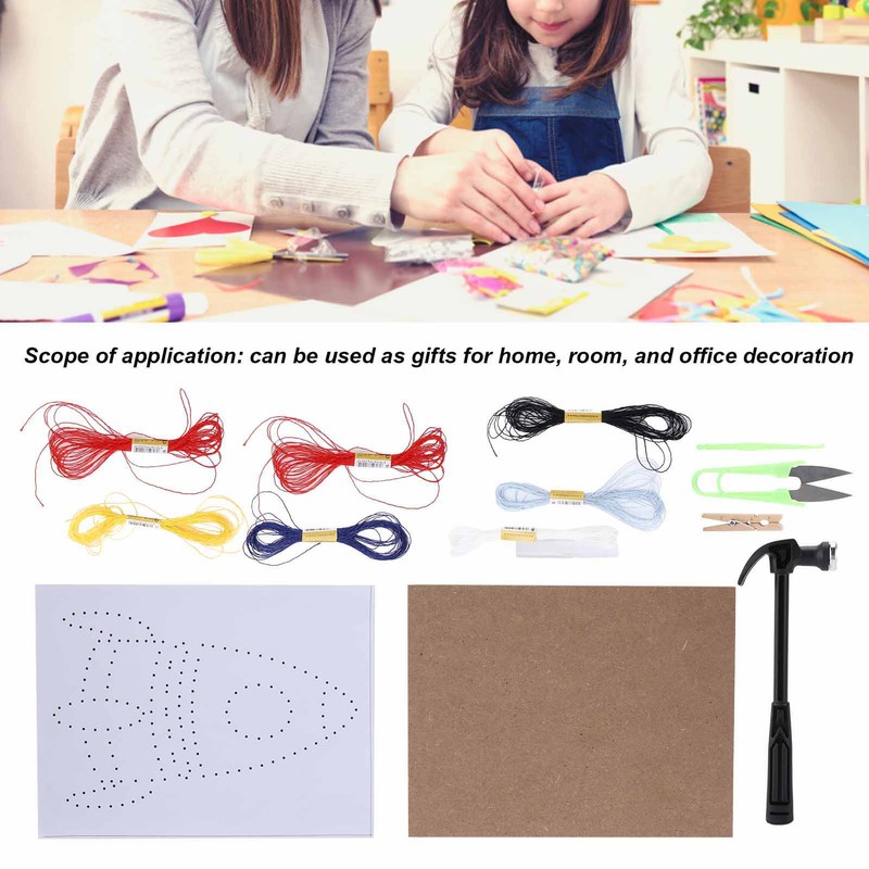 String Art Decorative Colourful DIY Nails Winding Lines Drawing Kit