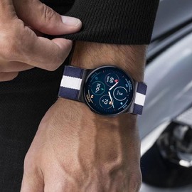 GTX13, GTX12 Smart Watches Band,Lamshaw 22mm Sport Breathable Nylon Woven Fabric Replacement Accessory Strap Compatible for GZC GTX13, GTX12, ENOMIR GTX12, Tensky GTX12, uaue T60, QXQ T60, QCOQ T60 Smart Watches (Blue&White)