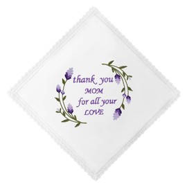 HOULIFE Embroidered Mother Handkerchiefs Ladies Vintage Floral Hankies White Cotton Handkerchief Gift for Mom on Wedding Mother’s Day Birthday