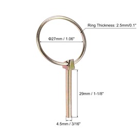QUARKZMAN 2 pieces 3/16 inch x 1-1/8 inch linch pin with ring, trailer pins assortment set for boat, kayak, trailer, tractor, trolley, gold