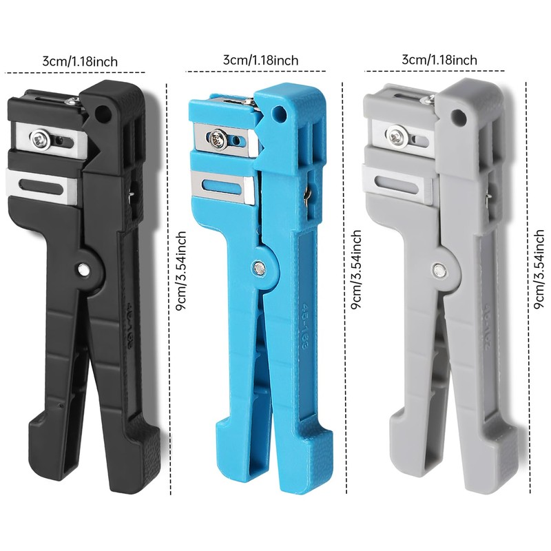 3-Pack Coaxial Cable Stripper Tool, Fiber Optic Cable Stripper for