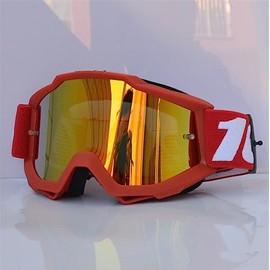Youehsent Motocross Goggles, Motorcycle Goggles Motocross Goggles MTB Glasses Off Road Dirt Bike Motorcycle Helmets Goggles Ski Sports Glasses Mountain Bike Glasses Motorcycle Goggles (Colour: Red)