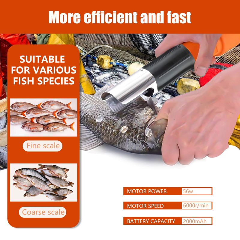 Powerful Cordless Electric Fish scale tools,Two-way Rotated,Electric Fish Scaler Remover,More
