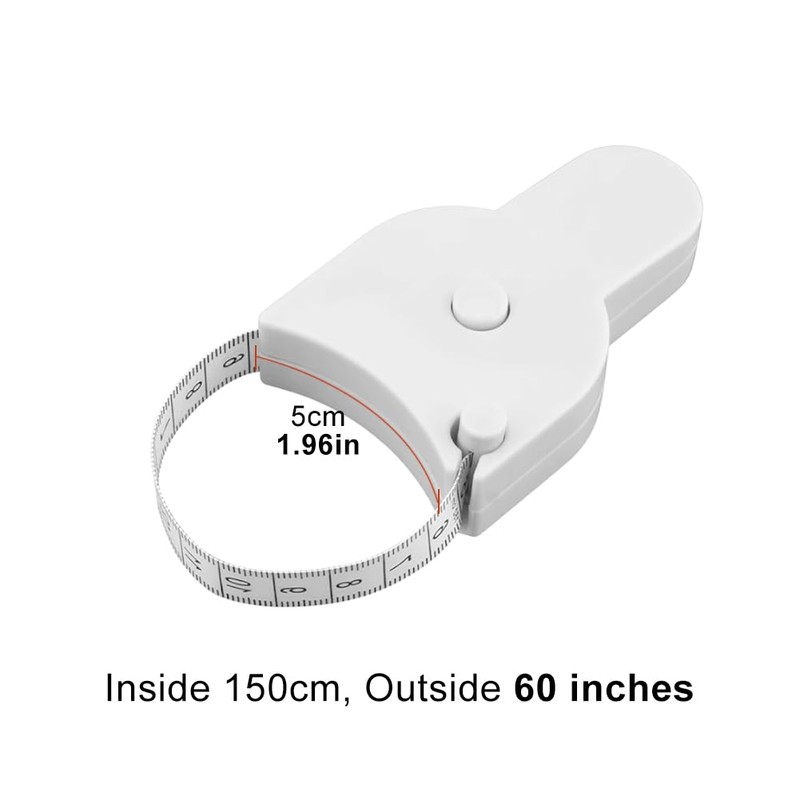 Body Measuring Tape 150cm, Automatic Snap-in Retraction, Dual-Sided Metric/Imperial Scale,