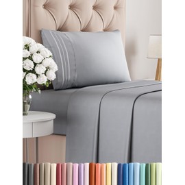 CGK Unlimited Twin Size 3 Piece Sheet Set - Comfy Breathable & Cooling Bed Sheets Set - Hotel Luxury Bedding for Women, Men, Kids & Teens - Deep Pockets, Easy-Fit, Super Soft & Wrinkle Free - Oeko-Tex - Steel Blue