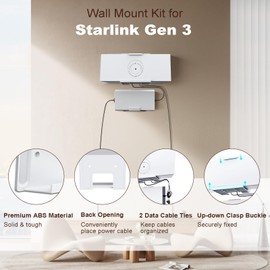TiMOVO Starlink Gen 3 Router Mount, Starlink Mounting Kit for Router and Power Supply, Wall Mount Holder Set with Screws & Removable Adhesive, Starlink V3 Mount Starlink Internet Kit Satellite Bracket