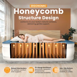 Dr. air King Air Mattress, 18” Raised Inflatable Bed with Built-in Pump, Waterproof Velvety Top, Ergonomic Design, Reinforced Support, and Carry Bag for Home, Camping, and Guests