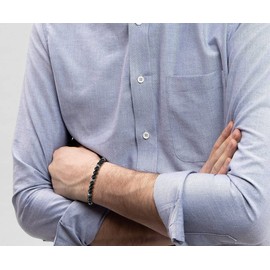 GAVU Black Tourmaline Bracelet for Men, Crystal Beaded Bracelet for Men