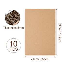 Cozlly Corrugated Cardboard for Crafts, Pack of 10 3mm Thick Cardboard, Cardboard Sheets, A4 (210 x 300 mm) Corrugated Cardboard for Shipping, Arts, Crafts and Packaging (Brown)
