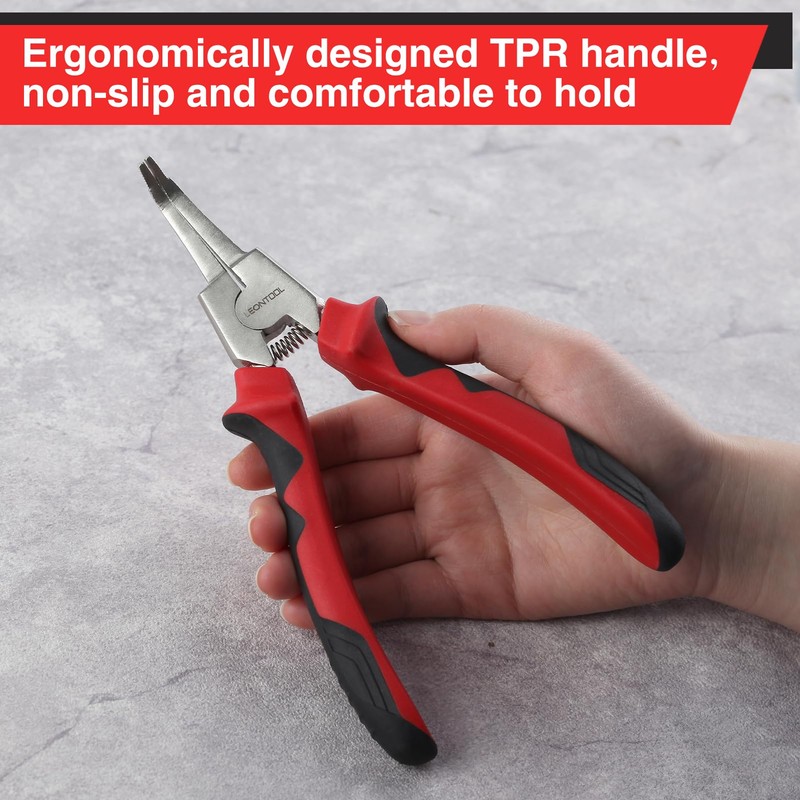 LEONTOOL 8 Inch Bent Nose Lock Ring Pliers for Transmission,