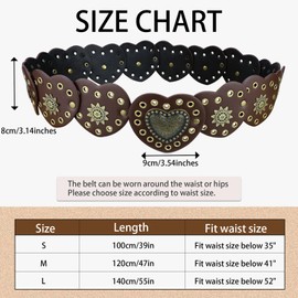 Farcauo Western Belts for Cowgirl Brown Womens Belts Cowboy Western Country Belts for Dress Boho Wide Waist Belt for Country Concert Outfits Fashion Rodeo Festival Outfits Belt Accessories for Women