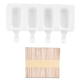 Molde para Helados, Molde De Silicona Con 4 Compartimentos para Hacer Hielo, Herramienta para Hacer Helados Con Palitos para Uso Doméstico Y Bricolaje