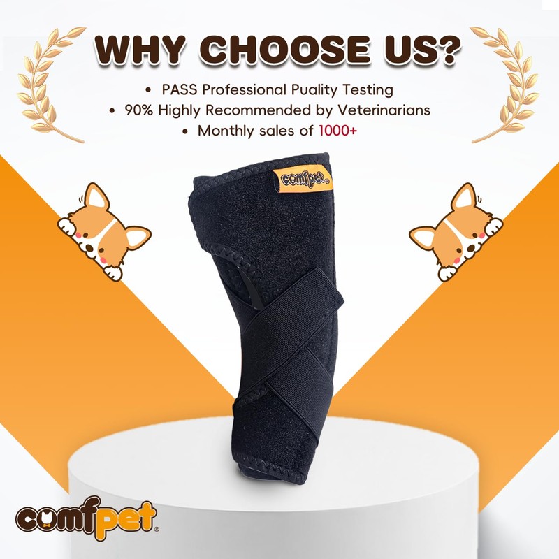 COMFPET Large Dog Hock Brace (40-90 lbs), Heavy-Duty Hind Leg