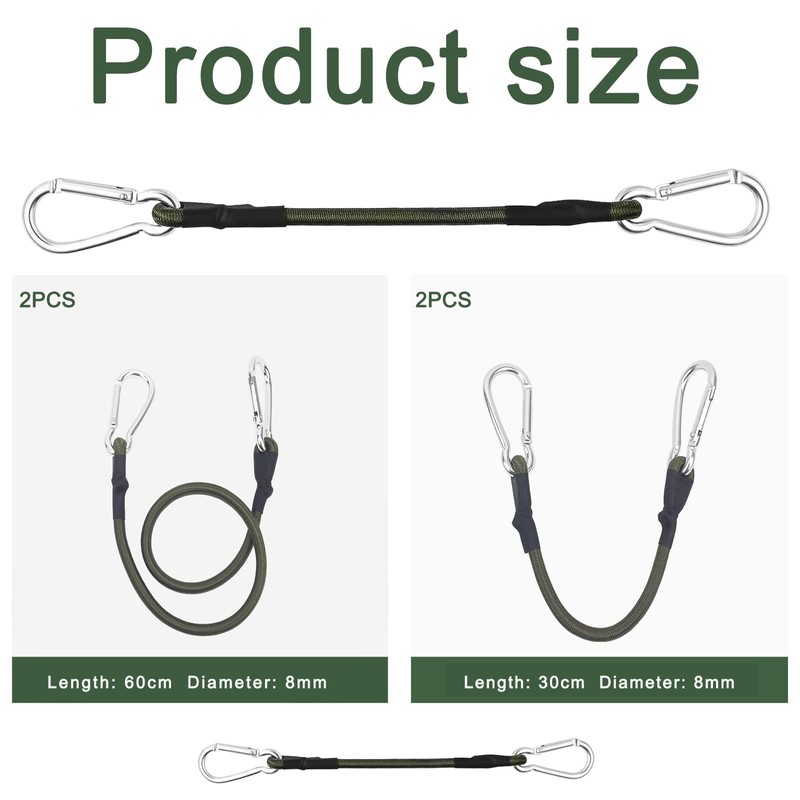 4PCS Bungee Cords with Carabiner Clips, Clips Bungee Cords, Bungee
