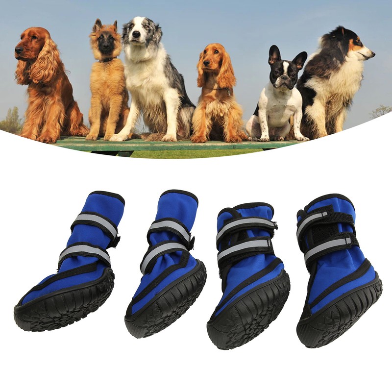 4Pcs Dog Boots Waterproof Prevent Slipping Reflective Large Dog Winter