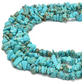 PLTbeads 5-8mm Natral Healing Gemstone Waist Bracelets Necklace Kit Irregular Stone DIY Crafts Design Jewelry Making 1 Strand per Bag Approxi 34 inch (Green Turquoise Chips)