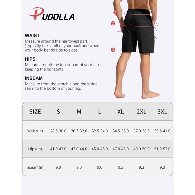 Men's Swim Trunks 9" Quick Dry Beach Shorts with 4