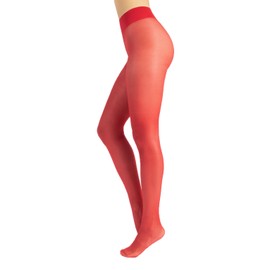 CALZITALY Transparent Tights Invisible Tights with Comfort Waistband, S, M, L, XL, 20 Denier, Made in Italy, red