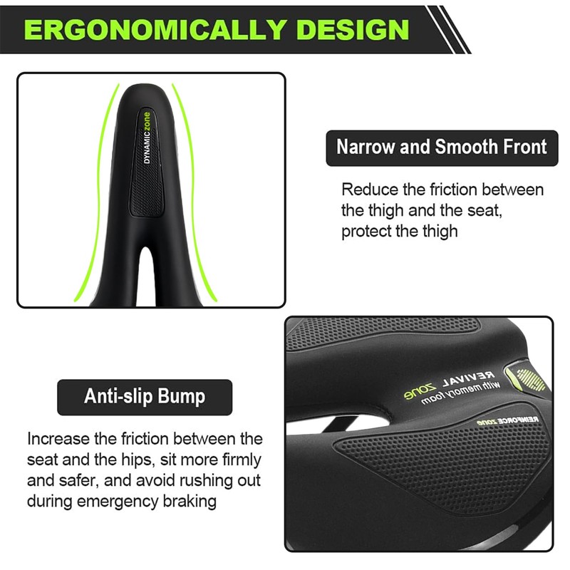 Bicycle Saddle Comfortable Soft Memory Foam Ergonomic Shock Absorbing Breathable