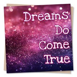 Celebration Card for a Loved One - Dreams Do Come True - Pink Fairytale Congratulations Card For a Loved One, Special Someone, Friend, Partner, Best Friend, Child, Grandchild