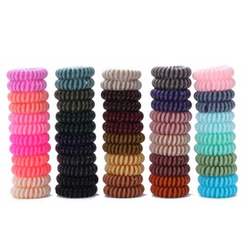 ETANEAR Spiral Hair Ties, 60-Pc Elegant Hair Scrunchies Elastic Hair Ties for Women's Hair Comfortable, Non-Slip, No Damage Perfect for Various Occasions/Styles, Ideal Gift for Girls, Kids