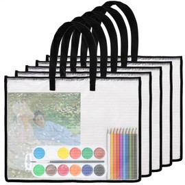 Jucoan 5 Pack19x25 Art Portfolio Bags, Large Clear Portfolio Folder for artwork, Waterproof Poster Storage Bags with Handles for Drawing Board, Teachers, Classroom, Studio