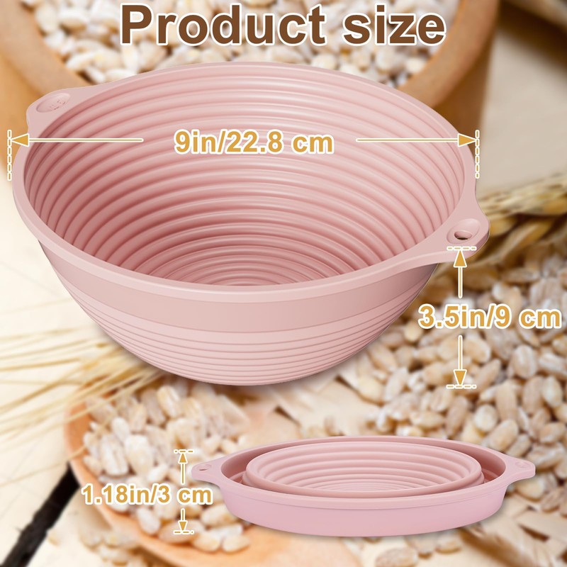 4 Pcs Upgraded Silicone Sourdough Bread Proofing Basket with Handles