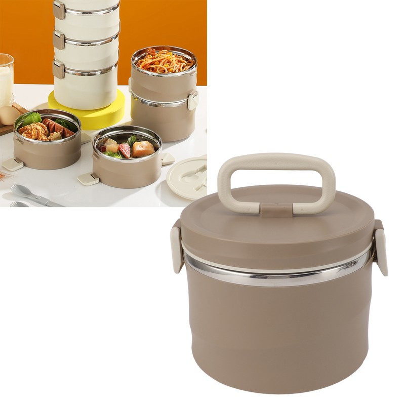 Insulated Food Container 304 Stainless Steel PP Stackable Portable Round