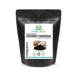 Herbal Magic Activated Coconut Charcoal Powder Food Grade Quality Excellent Detoxifying, Cleansing Properties Naturally Supports Skin, Body Care & Oral Care,UKAS LAB Tested in The UK-200g (Pack of 1)