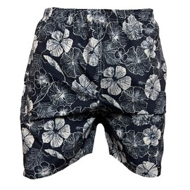 Brooklyn Imports LTD Big Size Floral Board Shorts Swimming Trunks in Plus Size 2XL-6XL Beachwear Navy/Grey