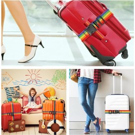 4 Pcs Luggage Straps for Suitcases Suitcase Straps Heavy Duty Luggage Belt Adjustable Premium Accessory for Travel Bag Closure (Rainbow)