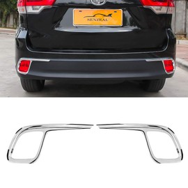 Senzeal ABS Chrome Lightning Design Rear Fog Light Lamp Cover Trim for Toyota Highlander 2014 2015 2016 2017 2018 2019 2PCS