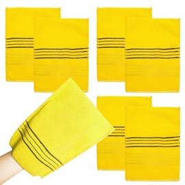 I'm so happy Smudge Scuff Mittens Towel Gloves Exfoliating Bath Set of 6 (Yellow)