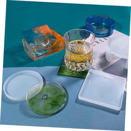 jojofuny 1 Set Coaster Molds for DIY Epoxy Resin Easy Demold and Clean Durable and Washable Cup Mat Making Kit for Creative Crafting